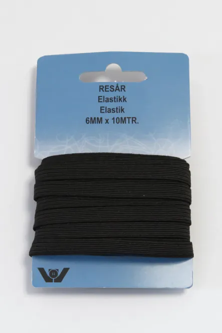 Hovedbilde Elastisk, bånd. 6mm x10m SORT